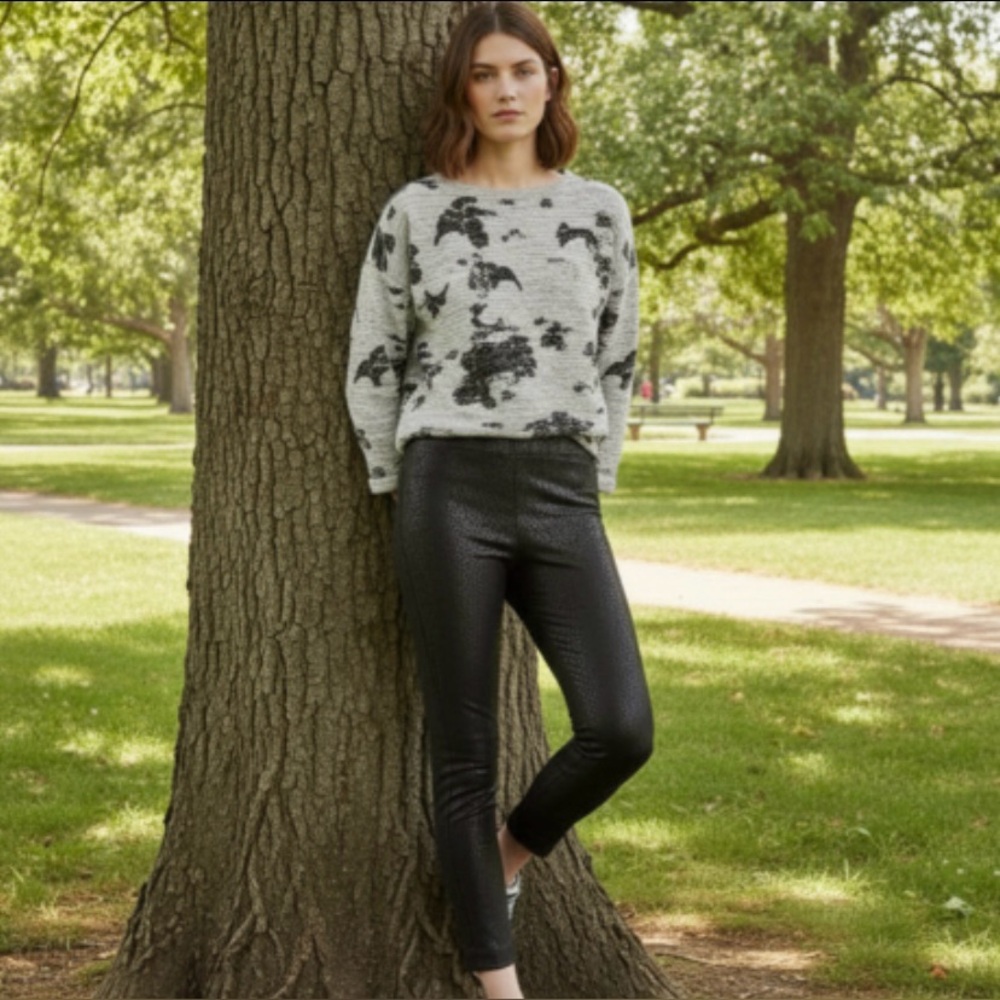 Anthropologie The Essential Foil Print Skinny Trousers Pants